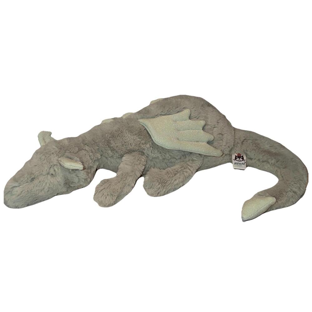 Large Jellycat Sage Dragon NWOT Authentic Retired HTF 27" Nose 2 TailTip Sparkle